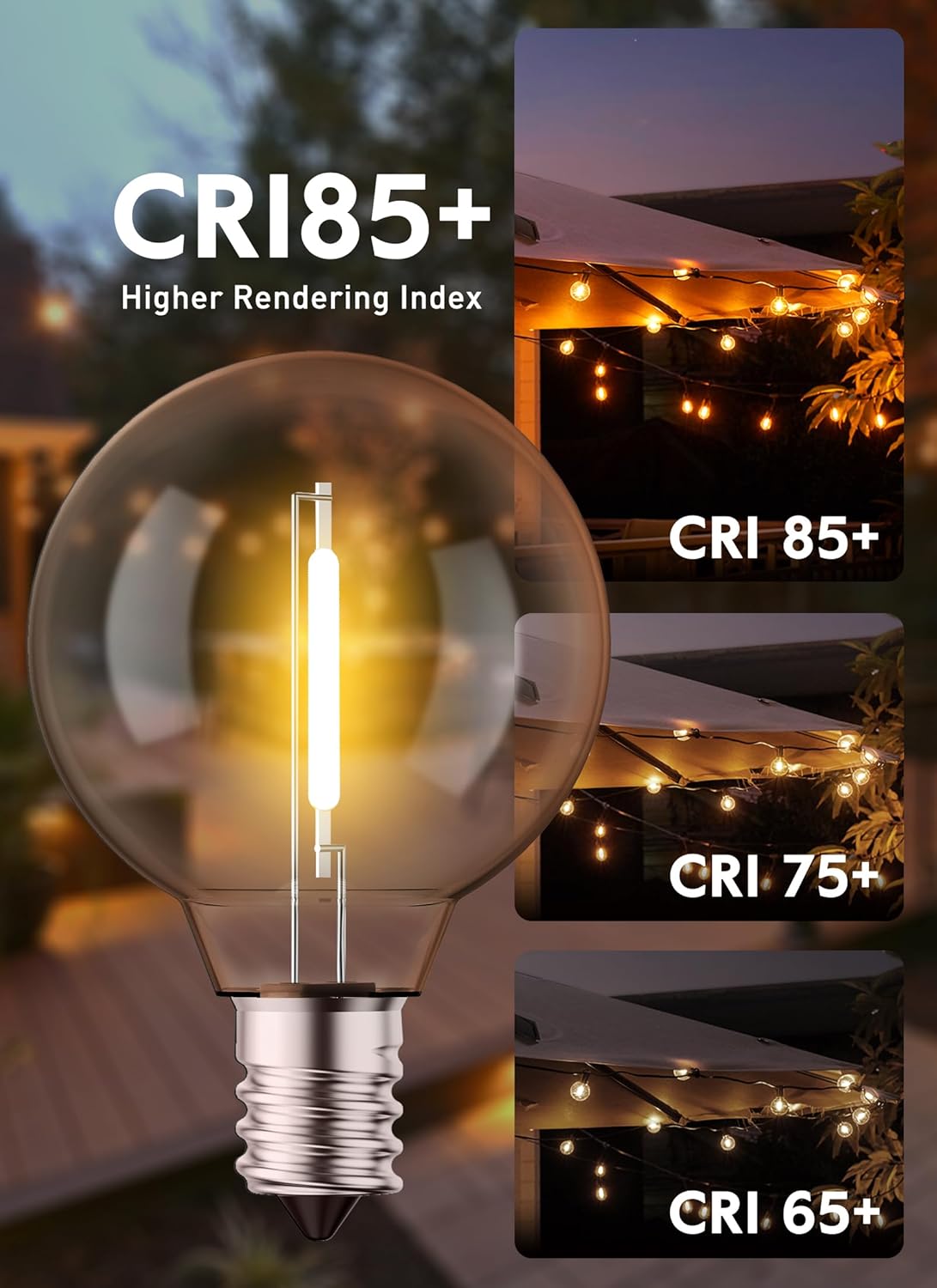 G40 1W 120V Globe LED Light Bulbs, Warm White