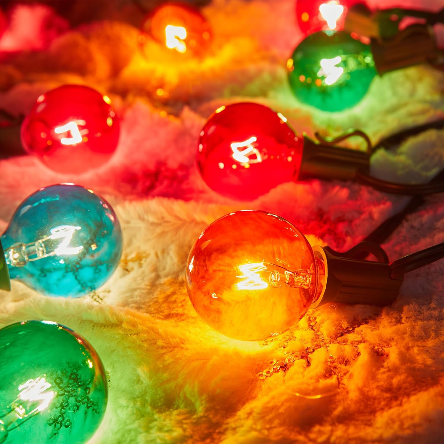 25 Pack Multicolor G40 Christmas Replacement Bulbs, UL Listed