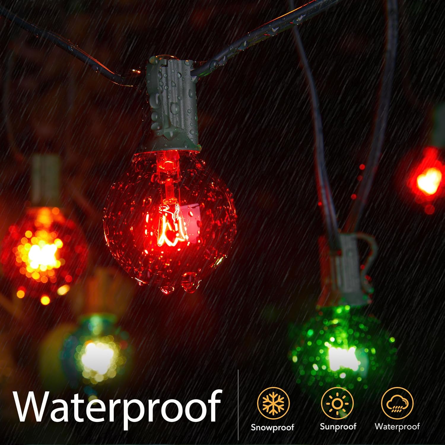 25 Pack Multicolor G40 Christmas Replacement Bulbs, UL Listed
