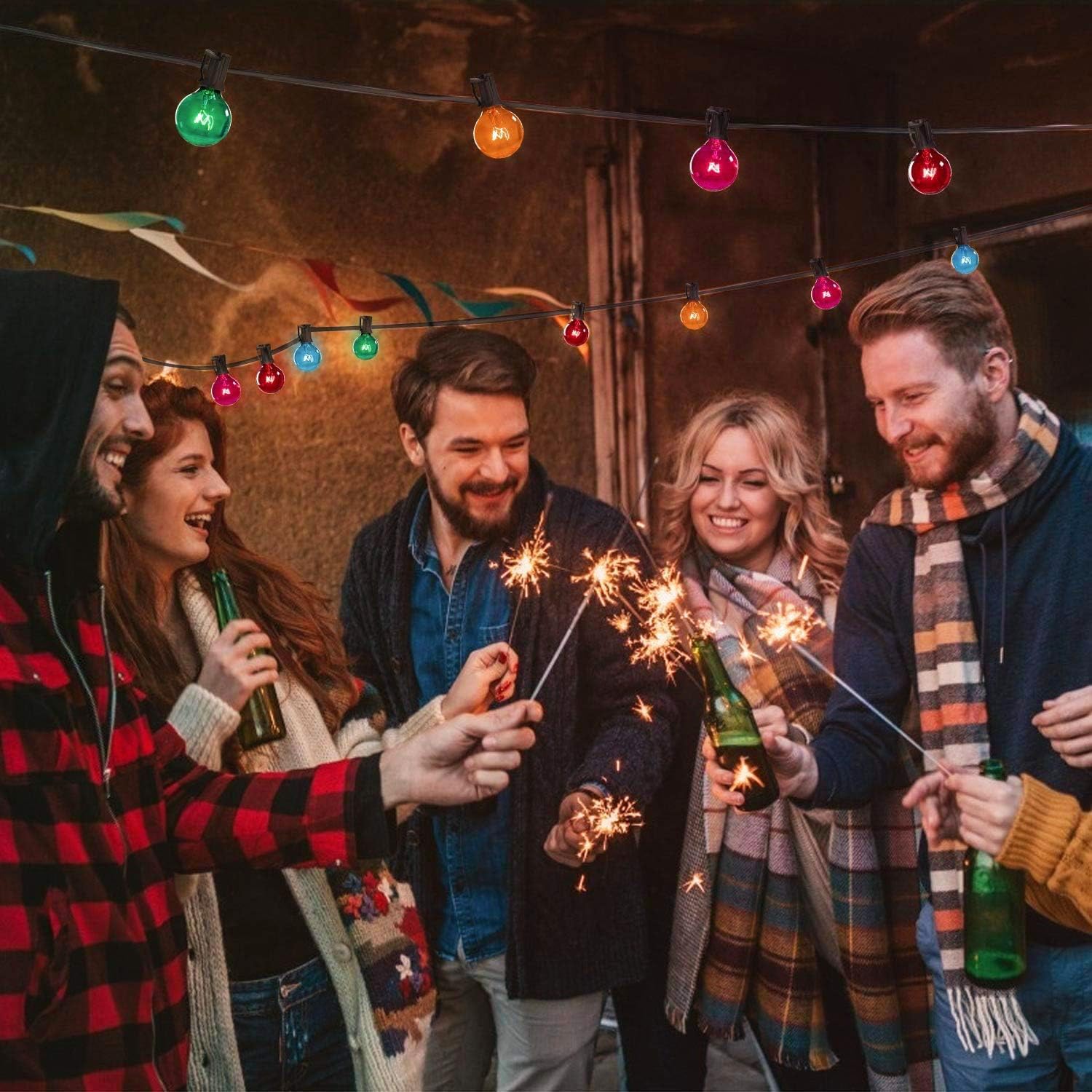 25 Pack Multicolor G40 Christmas Replacement Bulbs, UL Listed