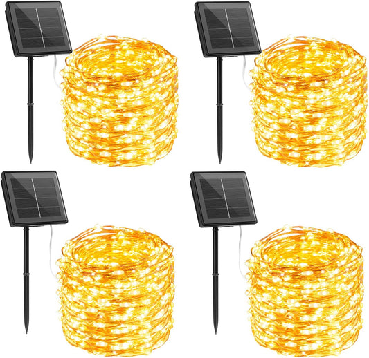 132ft Copper Wire Solar String Lights - 400 LED, Waterproof, 8 Modes