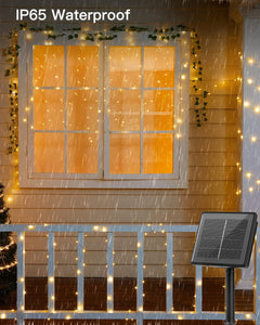 132ft Copper Wire Solar String Lights - 400 LED, Waterproof, 8 Modes