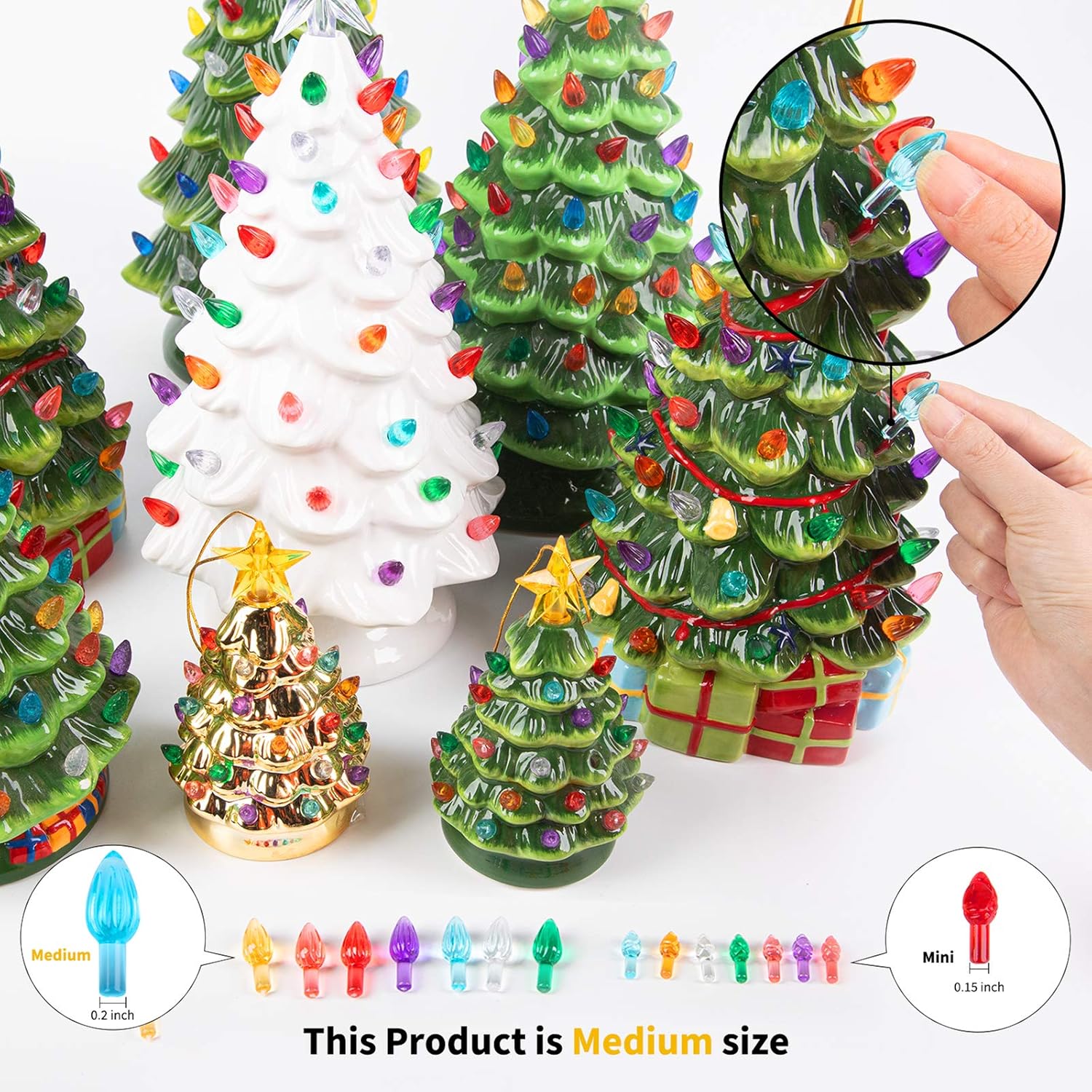 105 PC Assorted Color Replacement Bulbs for Ceramic Christmas Tree