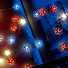 Battery Operated Red White Blue Star String Lights, 11 FT 30 LED, Remote & Timer