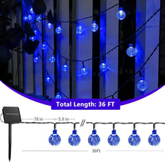 Purple Solar Halloween Lights, 36FT 60 LED Crystal Globe String Lights