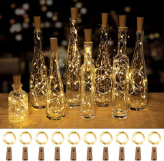 10 Pack 20 LEDs Waterproof Wine Bottle Cork Lights Mini Fairy Lights for Wedding Party DIY Decor
