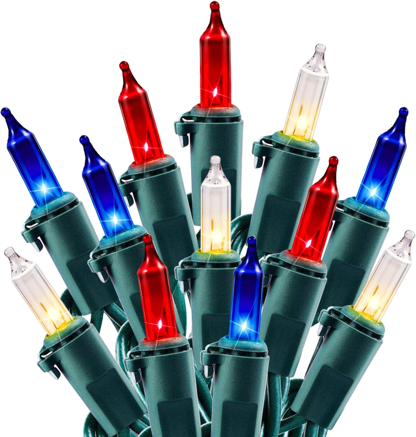 Mini Lights, Incandescent Bulbs on Green Wire