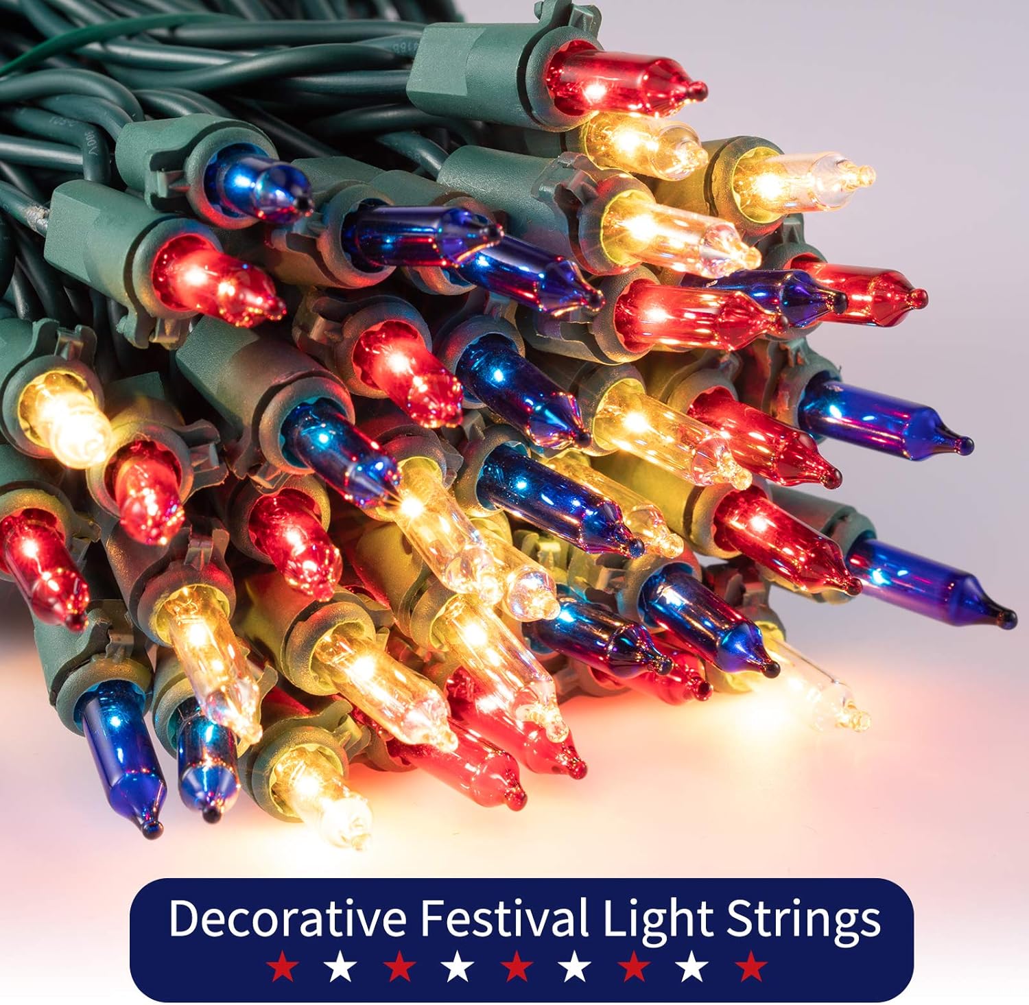 Mini Lights, Incandescent Bulbs on Green Wire