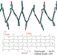 Mini Lights, Incandescent Bulbs on Green Wire