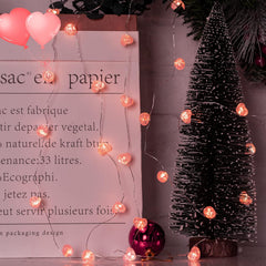 Pink Heart Fairy Lights - 10.5 FT 30 LED, Battery Operated with Remote