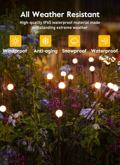 Solar Garden Lights - 4 Pack, 12 LED, Waterproof, Warm White