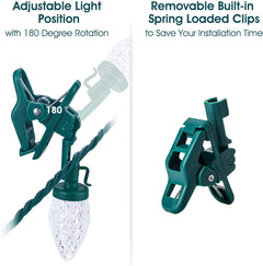 C9 LED Christmas Lights 66FT 100 Strawberry Bulbs with Spring Clips, Waterproof