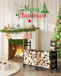 Heavy Duty Firewood Rack - Black, Adjustable Feet
