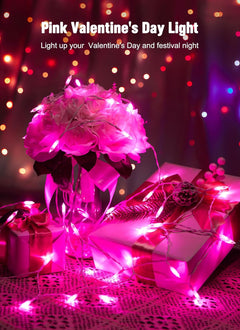 Pink Battery Operated Christmas String Lights - 20 LED, 8FT