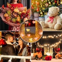Pink Heart Fairy Lights - 10.5 FT 30 LED, Battery Operated with Remote