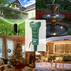 Outdoor Power Stake Timer - 6 Outlets, Remote Control