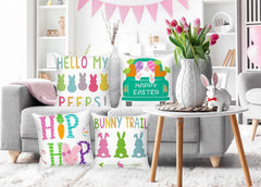 Easter Pillow Covers - Set of 4, 18x18 Inches