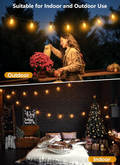 50FT Outdoor String Lights with 16 Shatterproof S14 Edison Bulbs, Waterproof for Patio and Garden