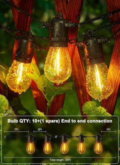 35FT Plug in 11 Shatterproof Edison Bulbs String Lights for Porch Patio Yard Party Decor