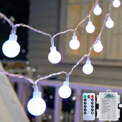 Battery Operated Globe String Lights - 120 LED, Waterproof, Remote Control
