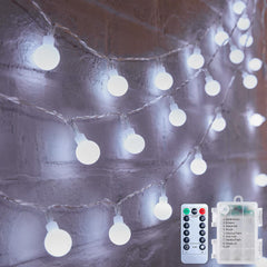 Battery Operated Globe String Lights - 120 LED, Waterproof, Remote Control