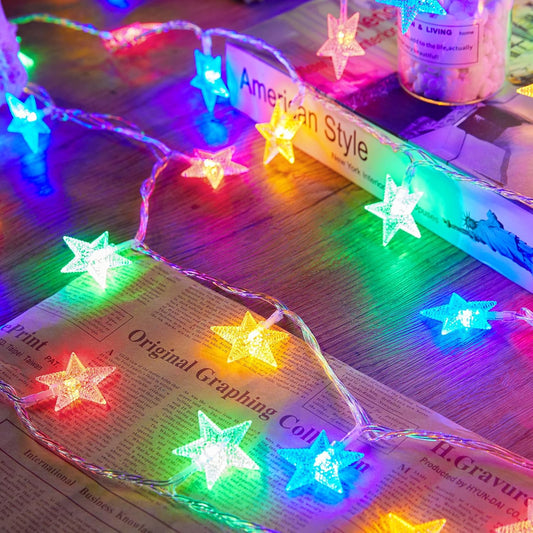 Star String Lights -17 ft 50 LED, Multi-Color, Battery Operated