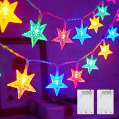 Battery Operated Star String Lights - 2 Pack, 17 FT, 50 LED