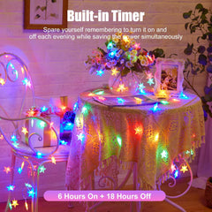 Battery Operated Star String Lights - 2 Pack, 17 FT, 50 LED