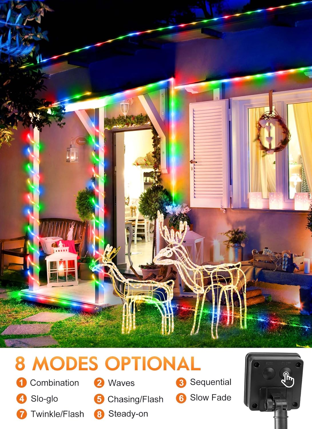 Solar Rope String Lights - 72 FT, 200 LED, Multicolor, Waterproof