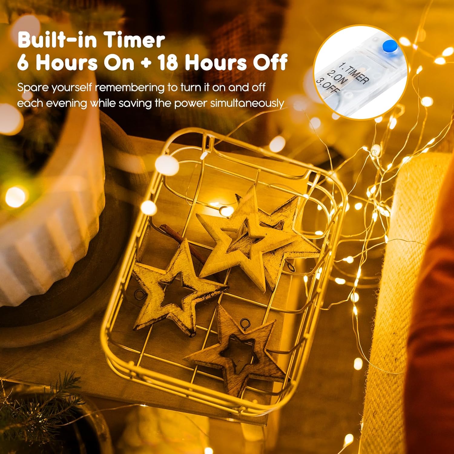 12 Pack Fairy Lights - Silver Wire, Battery Operated
