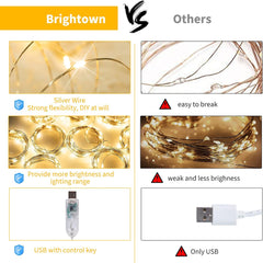 Curtain Lights - 300 LED, Dimmable, Remote & Timer, USB Powered