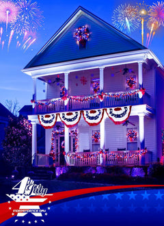 Battery Operated Red White Blue 10ft Firecracker String Lights, 120 LEDs, Remote