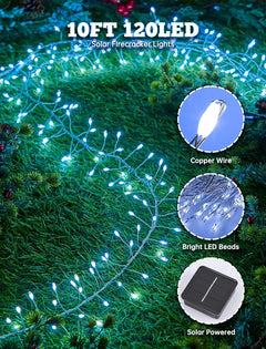 Solar String Lights - Firecracker, 9.8FT, 120 LED, 8 Modes