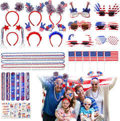 82-Piece 4th of July Party Set – Glasses, Headbands, Necklaces, Bracelets & Tattoos