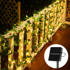 Solar Vine String Lights with Ivy - 66Ft, 2 Packs,