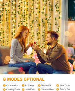Solar Vine String Lights with Ivy - 66Ft, 2 Packs,