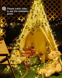 Solar Vine String Lights with Ivy - 66Ft, 2 Packs,