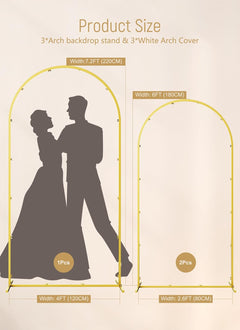 Gold Metal Wedding Arch Backdrop Stand with Spandex Covers, Set of 6