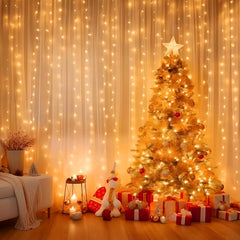 Curtain Lights - 300 LED, Dimmable, Remote & Timer, USB Powered