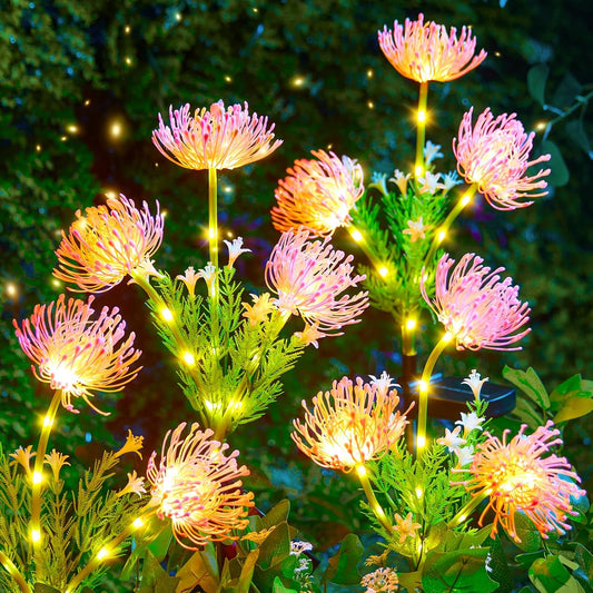 Pink Solar Flower Lights - 4 Pack LED Outdoor Garden Lights