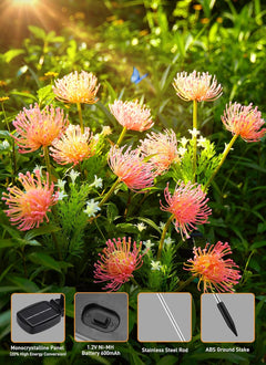 Pink Solar Flower Lights - 4 Pack LED Outdoor Garden Lights