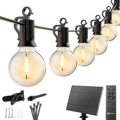 Outdoor String Lights - 108FT, 50 LED, Dimmable, Remote