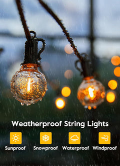 Outdoor String Lights - 108FT, 50 LED, Dimmable, Remote