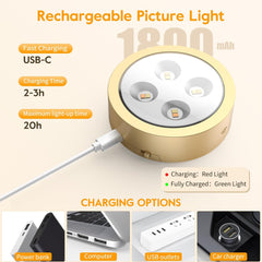 Rechargeable Picture Lights - 2-Pack, Gold