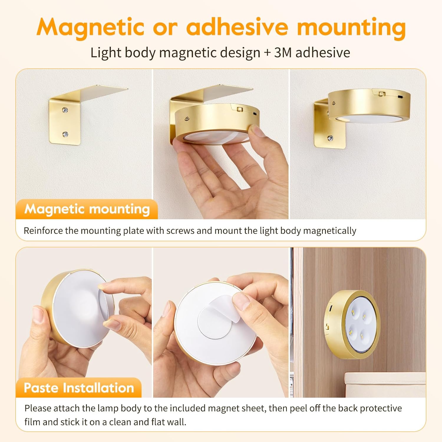 Rechargeable Picture Lights - 2-Pack, Gold