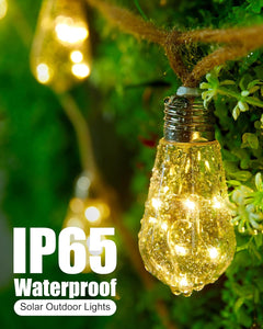30FT Solar String Lights with 15 Shatterproof Bulbs, Warm White