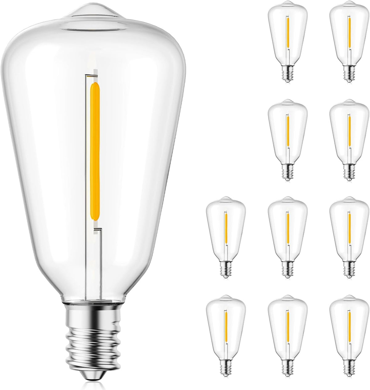 ST38 LED Bulbs - 10 Pack, Warm White, Dimmable, E12/C7 Base