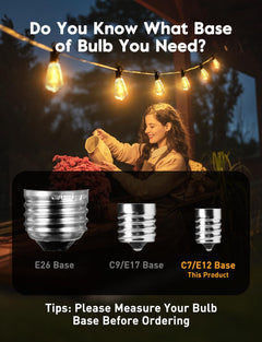 ST38 LED Bulbs - 10 Pack, Warm White, Dimmable, E12/C7 Base