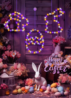 3 Pack Bunny Egg Shaped Easter Window Lights, Battery Operated