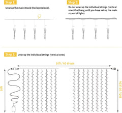 300 LED Curtain Lights - 9.8 FT Hanging Fairy Lights with Remote